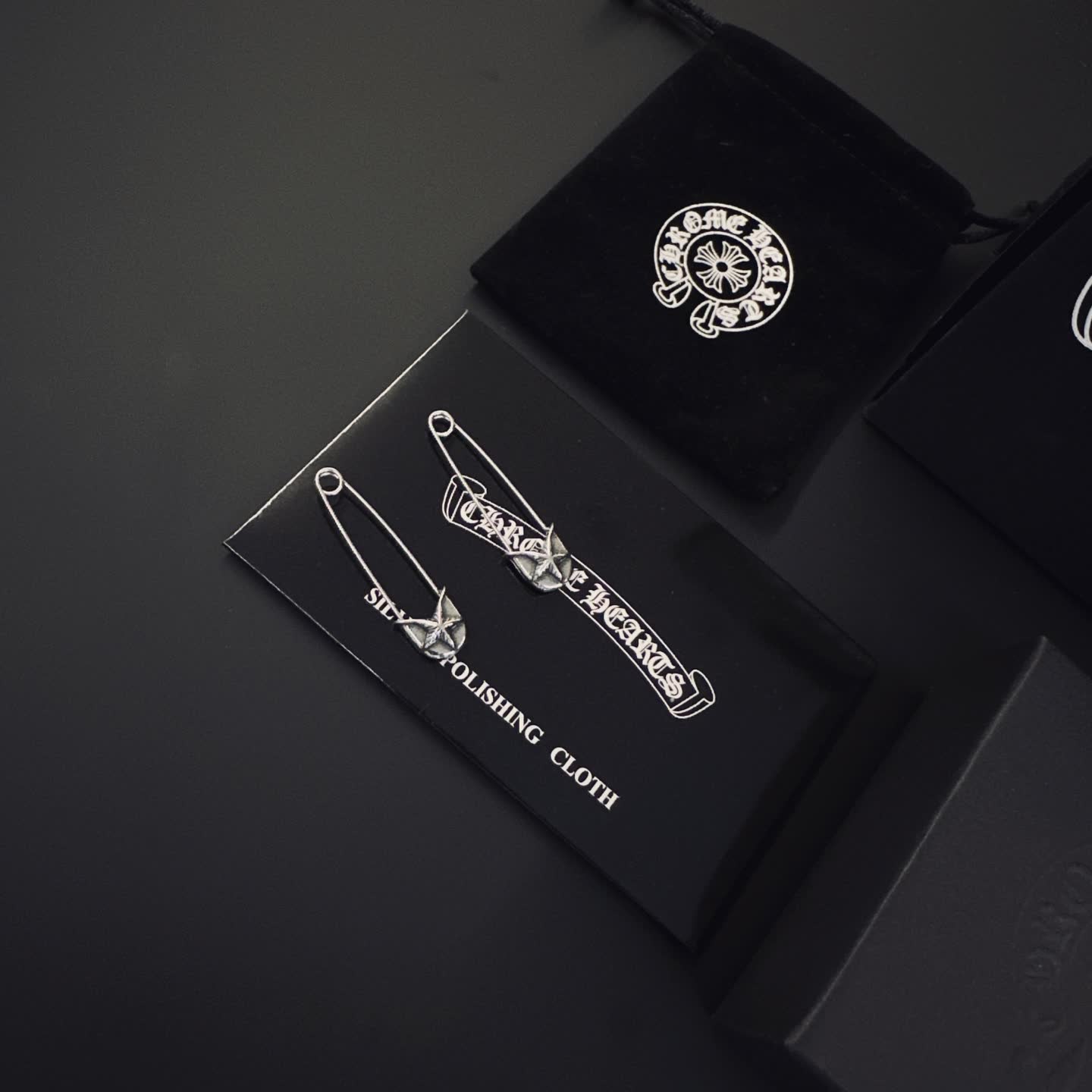 Chrome Hearts Silver Safety Pin Earrings